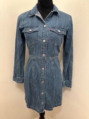 Levi’s Denim Shirt Dress, XS, 100% Cotton